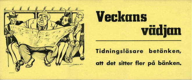 Veckans vädjan - en annons från Stockholms Spårvägar från 1940-talet. (Från Spårvägsmuseet)