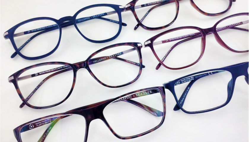 Sex par glasögonbågar i olika färger och former